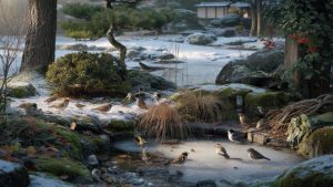 Japaner füttern Vögel im Winter auf eine Art, die in Deutschland undenkbar wäre